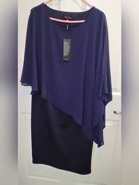 Chic Asymmetrical Navy Blue Layered Dress - Milano